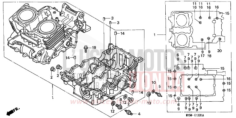 KURBELGEHAEUSE von CB1300 Super Bold'or ABS RADIANT RED METALLIC (R218K) von 1999